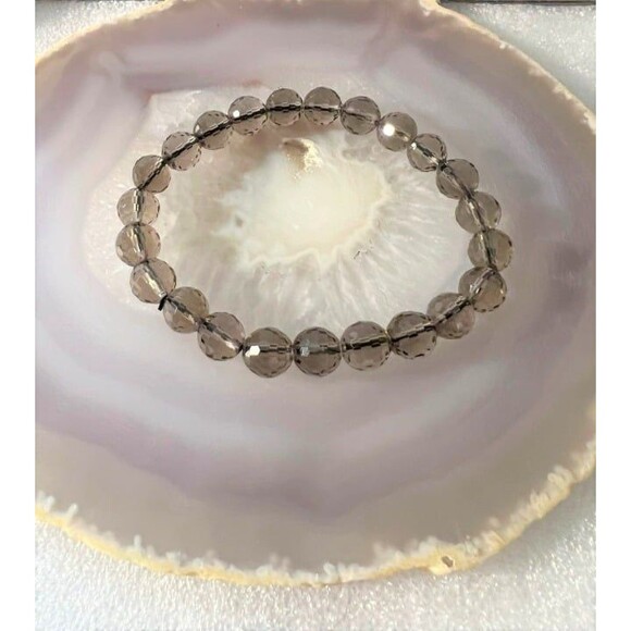 Smokey Quartz Faceted Bracelet - 8mm - Picture 1 of 3
